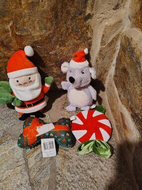 Lot of 4 Dog Christmas Toys Santa